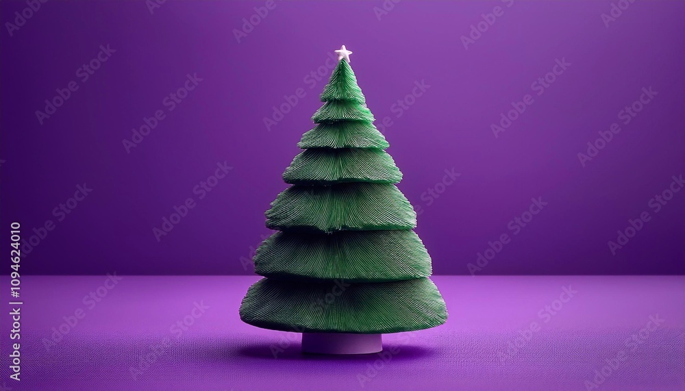 3d minimalistic cartoon christmas tree stands on bright background with space for text 3d minimalistic cartoon christmas tree stands on bright background with space for text