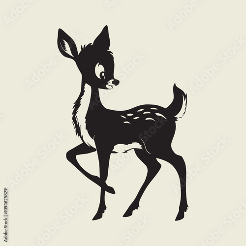 A drawing of a deer with antlers. Deer Silhouette with a beige background.