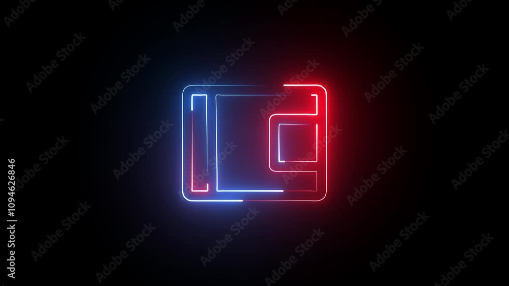 Stylish neon light display featuring red and blue glowing shapes on a dark background Stylish neon light display featuring red and blue glowing shapes on a dark background