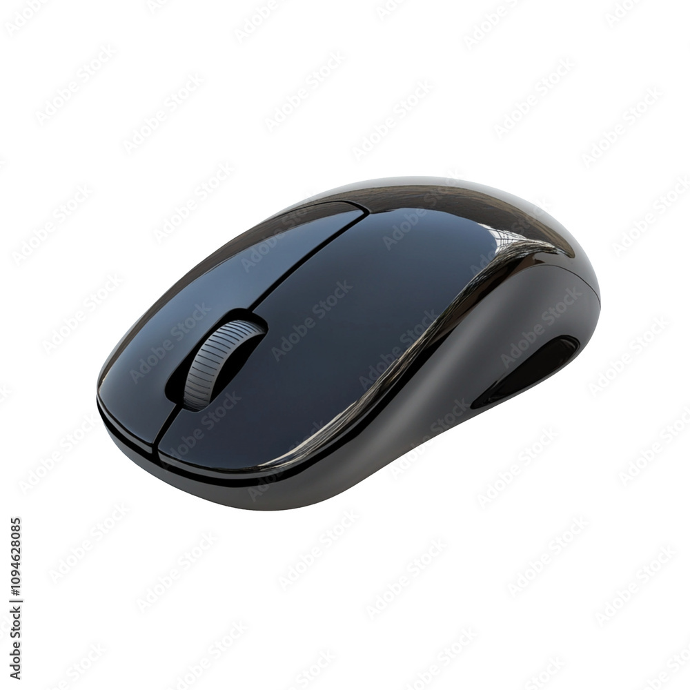 Computer mouse with sleek design, black color, wireless, isolated. Computer mouse with sleek design, black color, wireless, isolated.