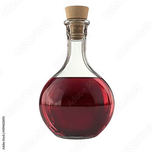 Glass bottle of vinegar, isolated on transparnt background. photo