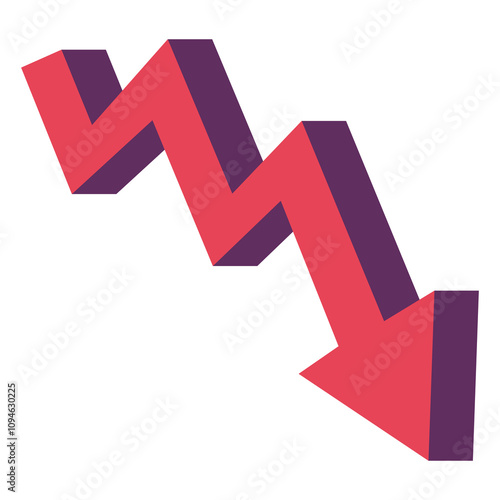 red arrow going down loss trading stock market business vector illustration template design
