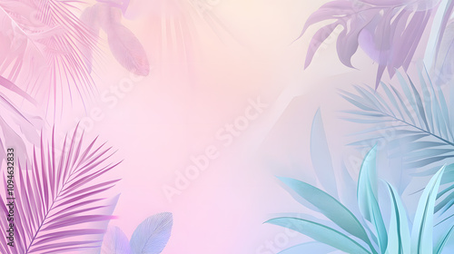 Vibrant Tropical Leaves in Soft Pastel Colors for a Dreamy Background with a Tropical Theme Ideal for Summer Designs and Beach Inspired Projects
