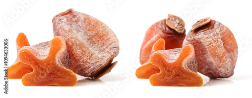 dried persimmon on white background 