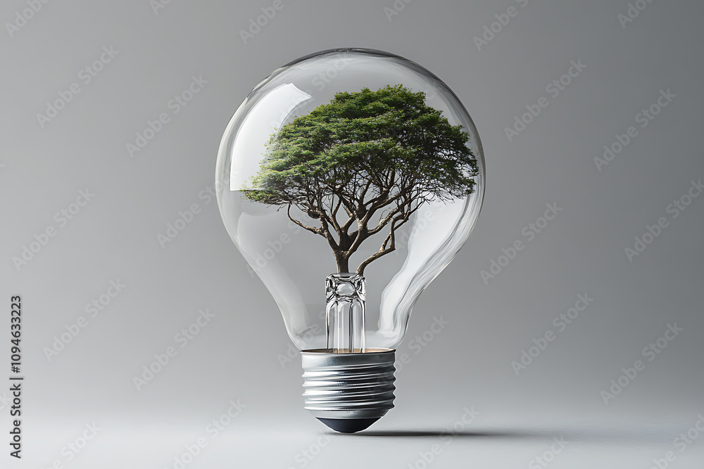 Tree in a Light Bulb: A Symbol of Green Energy and Sustainable Growth Tree in a Light Bulb: A Symbol of Green Energy and Sustainable Growth
