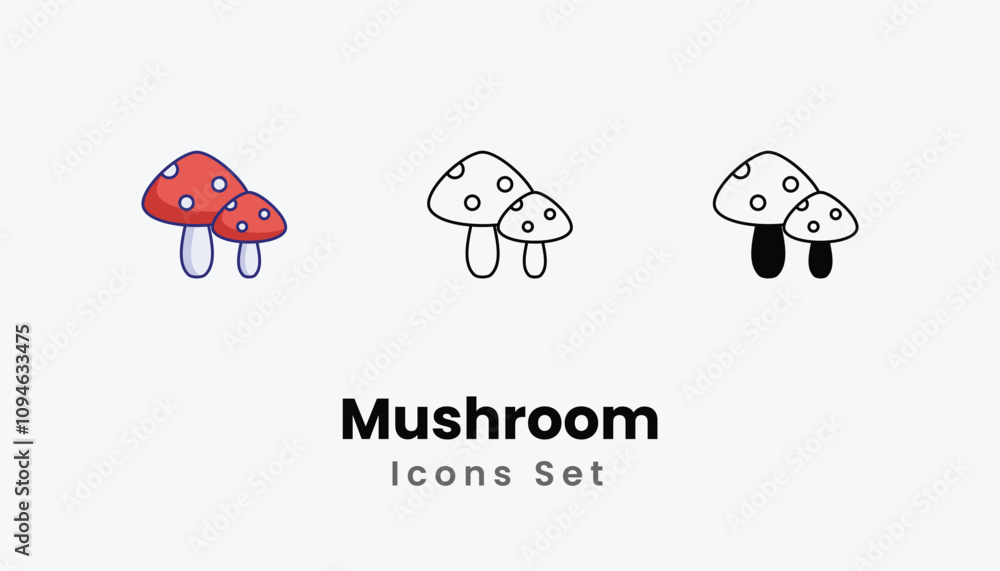 Mushroom Icons thin line and glyph vector icon stock illustration Mushroom Icons thin line and glyph vector icon stock illustration