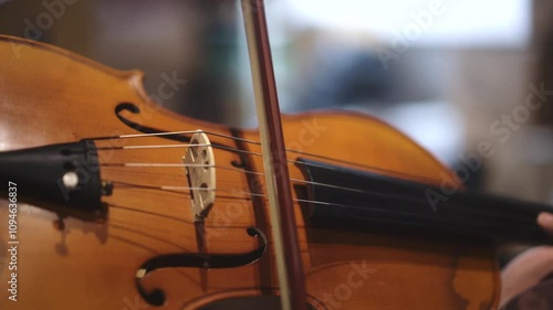 Cinematic Close-up Musician playing Violin at classical concert
