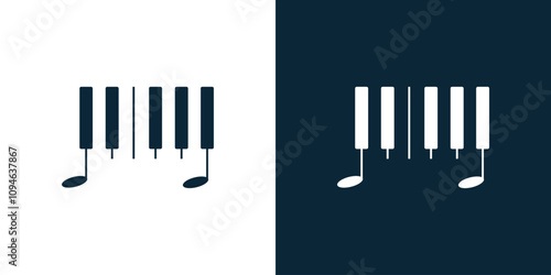Simple and modern piano player logo. Scales logo