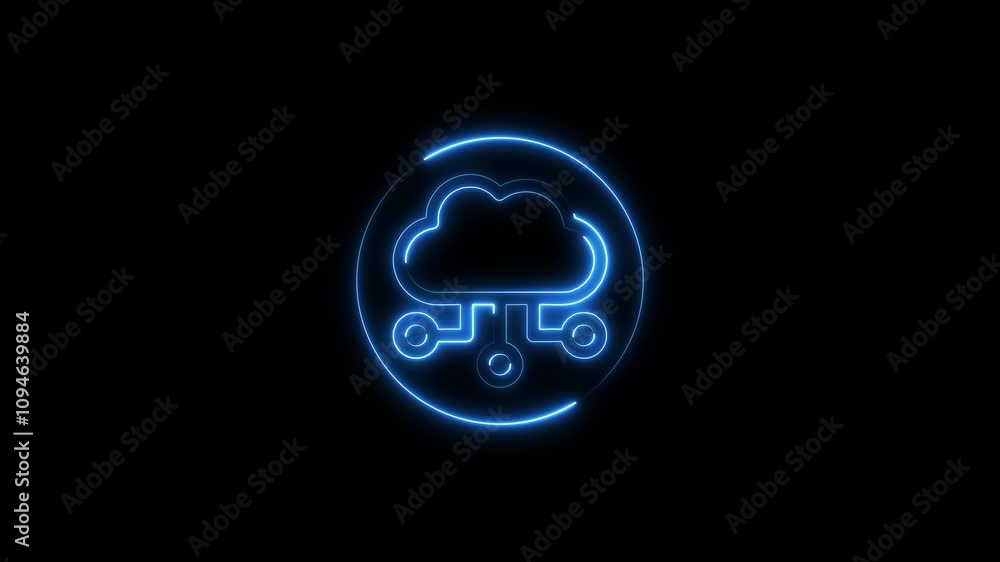 Animated cloud smart information network glowing line icon with hi-tech digital data connection system animation Animated cloud smart information network glowing line icon with hi-tech digital data connection system animation