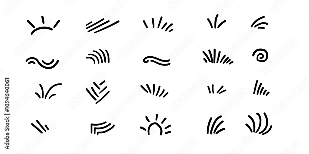 Obraz premium Scribble design element set,Hand Drawn scribble Pack,Pen marks,background design element for cards and print,sparkle effect collection.