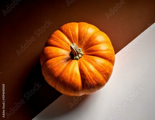 Wallpaper Mural Pumpkin on dark brown and white background, top view Torontodigital.ca