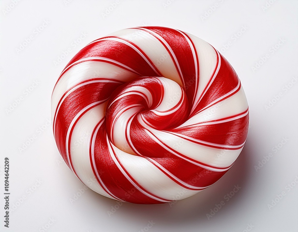 one candy cane with red and white stripes isolated on white background one candy cane with red and white stripes isolated on white background