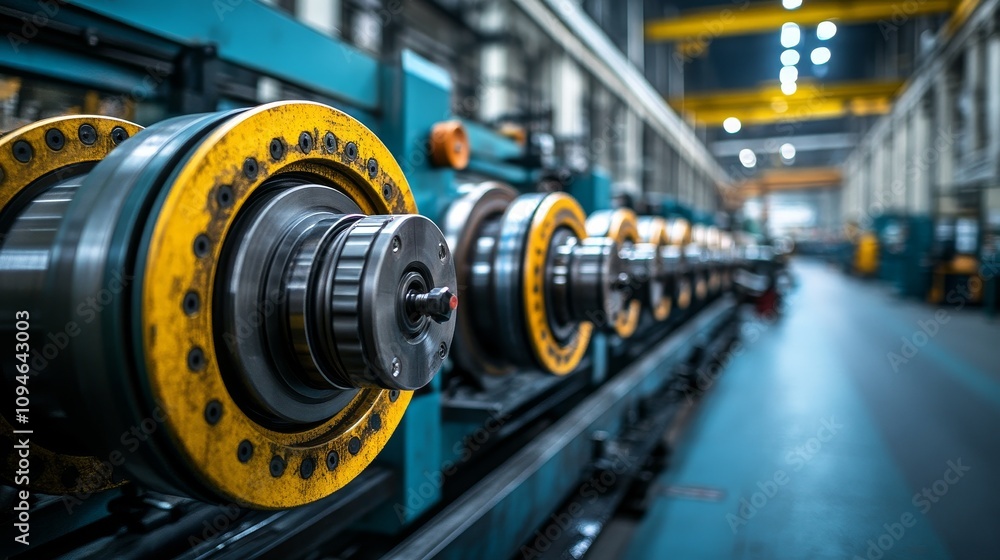 Fototapeta premium Close-up of industrial machinery in a factory setting