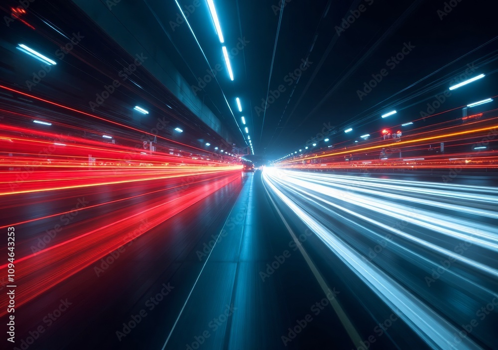 Dynamic light trails showcase the speed and energy of a nighttime city highway Dynamic light trails showcase the speed and energy of a nighttime city highway