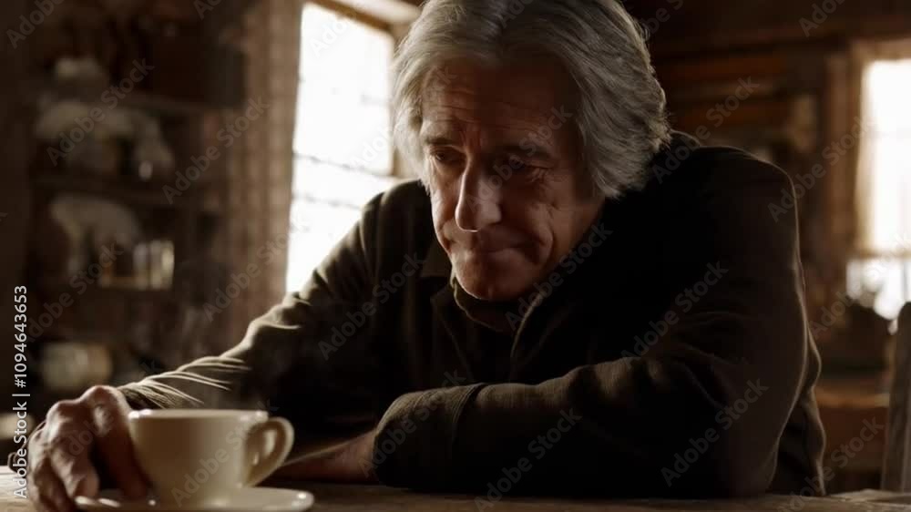 an older man drinking a cup of coffee an older man drinking a cup of coffee