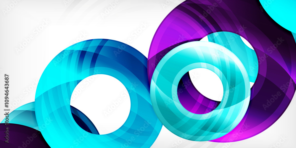 Bright colorful circles with light effects. Abstract background