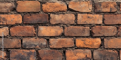 A close-up of a weathered brick wall showcasing various shades of orange and brown.