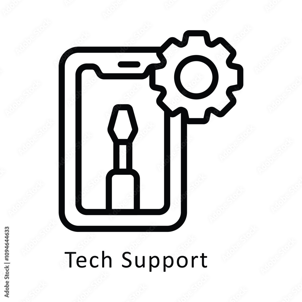 Tech Support vector Outline Icon...  .. Eps 10 file