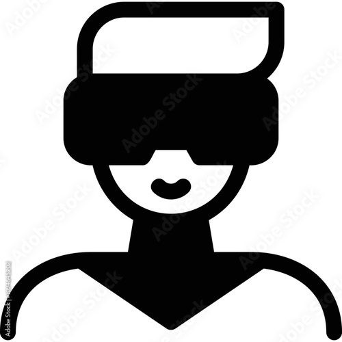 Simple vector icon human, virtual reality glasses