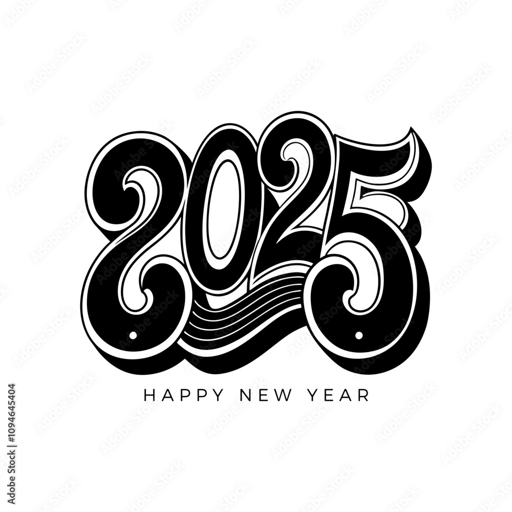 Fototapeta premium Happy New Year 2025. Festive Typography Design