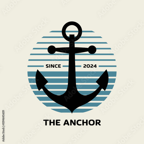 Vintage Retro Anchor Logo, Nautical Marine Ship Boat Logo Design