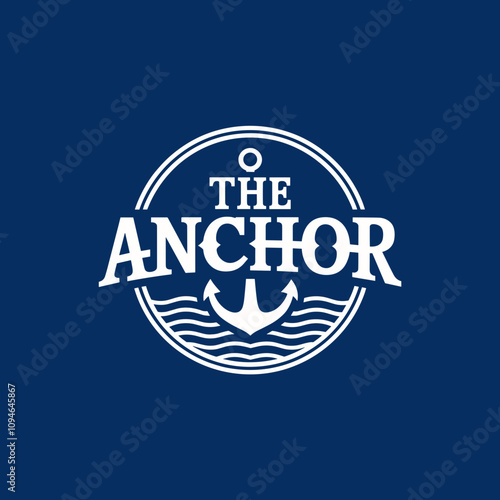 Vintage Retro Anchor Logo, Nautical Marine Ship Boat Logo Design