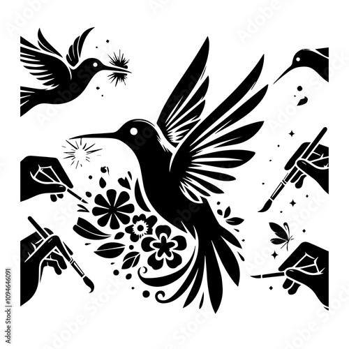 Hammingbird sillhouette vector design for tatto and many more.