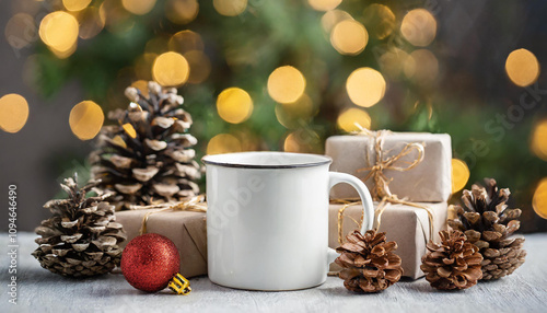 christmas white mug mockup