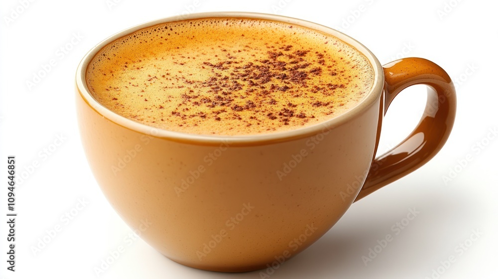 Golden cup of cappuccino with cocoa powder. Golden cup of cappuccino with cocoa powder.