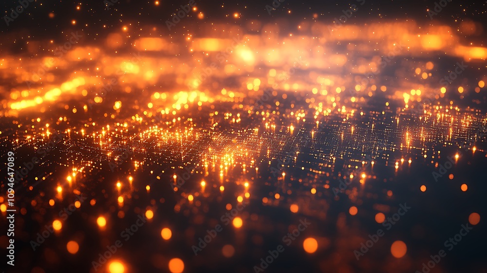 Fototapeta premium Advanced 3d grid of glowing digital lines in a futuristic cyber background