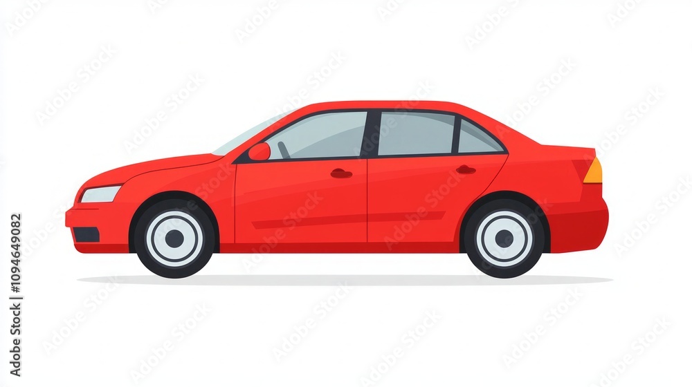 Red Sedan Car Illustration Red Sedan Car Illustration