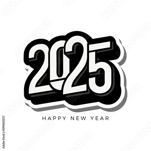 Happy New Year 2025. Festive Typography Design