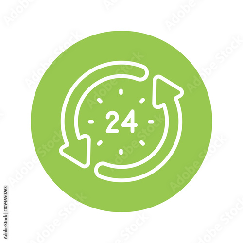 24 Hours Service vector Circle Outline Icon..  .. Eps 10 file