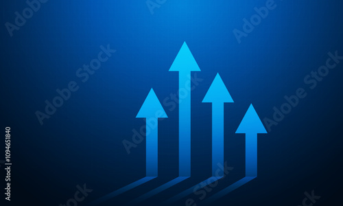 Abstract business arrow up growth success technology on dark blue futuristic with grid background