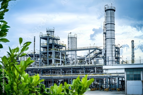 Wallpaper Mural Industrial facility among greenery under cloudy sky Torontodigital.ca