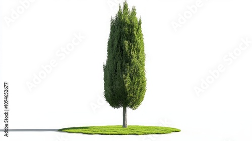 Majestic Evergreen Tree on a Grassy Patch photo