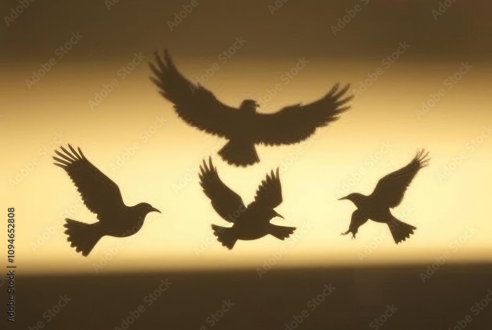 Obraz premium _ - Bird-shaped shadows that soar and dive, appearing and disapp