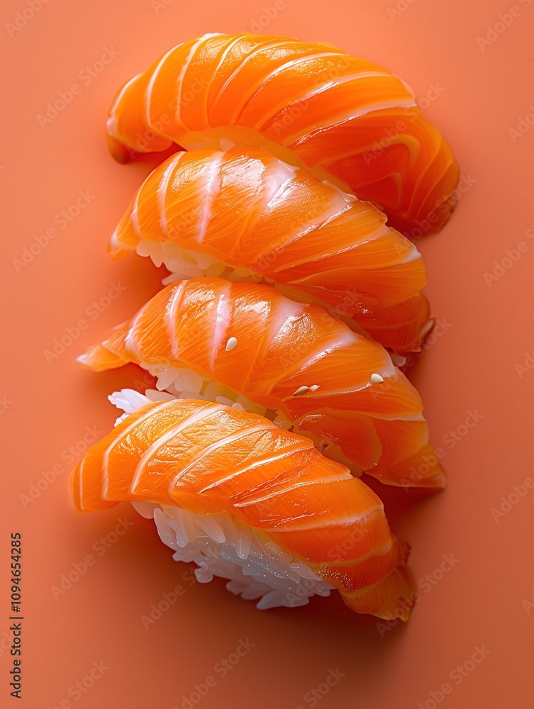 Gourmet Hamachi yellowtail nigiri on rice, elegant Japanese cuisine on a vivid solid background Gourmet Hamachi yellowtail nigiri on rice, elegant Japanese cuisine on a vivid solid background