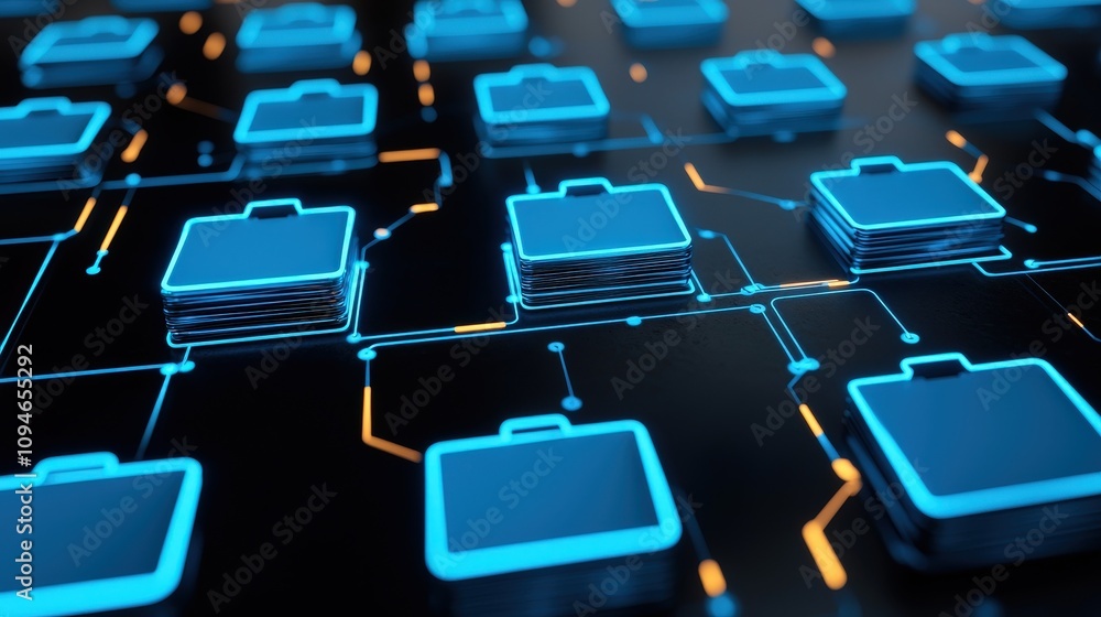 Fototapeta premium Cutting-edge technology folders digital workspace graphic design modern environment high-resolution viewpoint innovation concept