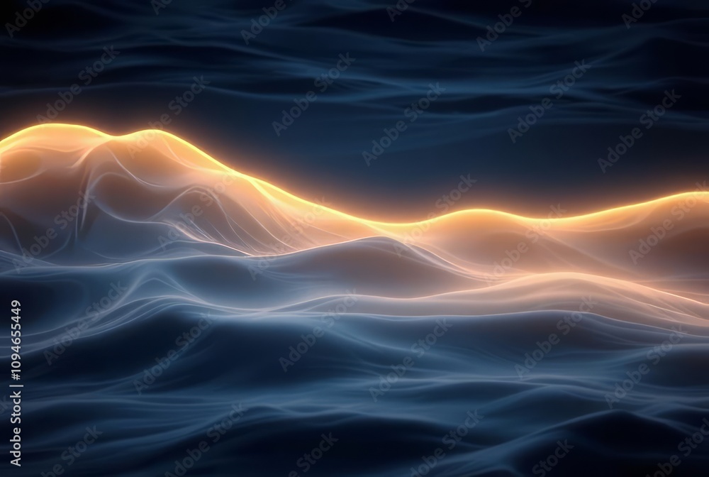 Obraz premium _. Glowing Edge Waves - The edges of the waves glowing with a so