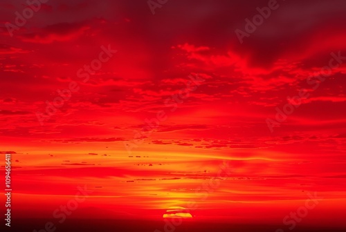 Crimson Glow A vibrant crimson hued sunset with deep red and ora