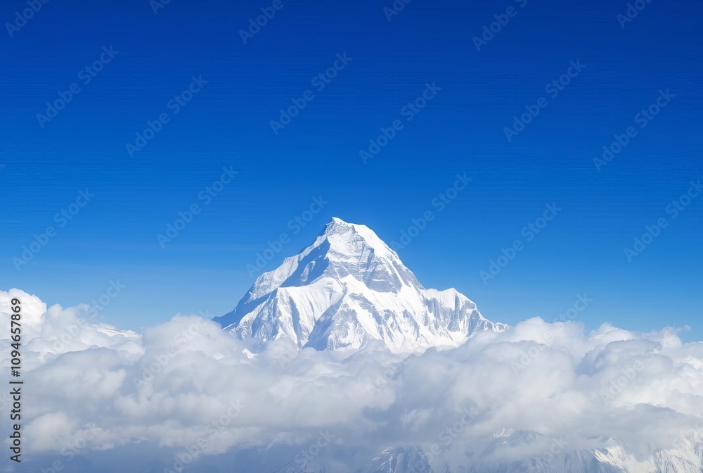 Mount Everest Nepal Satellite Snow capped peak piercing the clou Mount Everest Nepal Satellite Snow capped peak piercing the clou