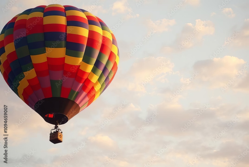 Naklejka premium Hot Air Balloon Hologram Colorful hot air balloon floating in th