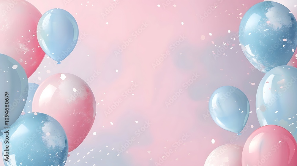 A soft pastel background featuring pink and blue balloons, creating a festive and celebratory atmosphere. A soft pastel background featuring pink and blue balloons, creating a festive and celebratory atmosphere.