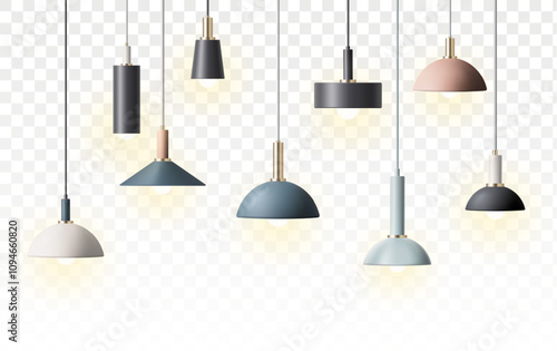 ceiling lamps stylish interior design element realistic illustration