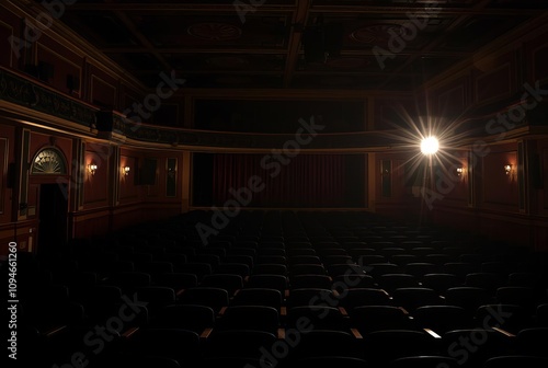 Old Theater with Stage Lights Stage lights in an old theater cas