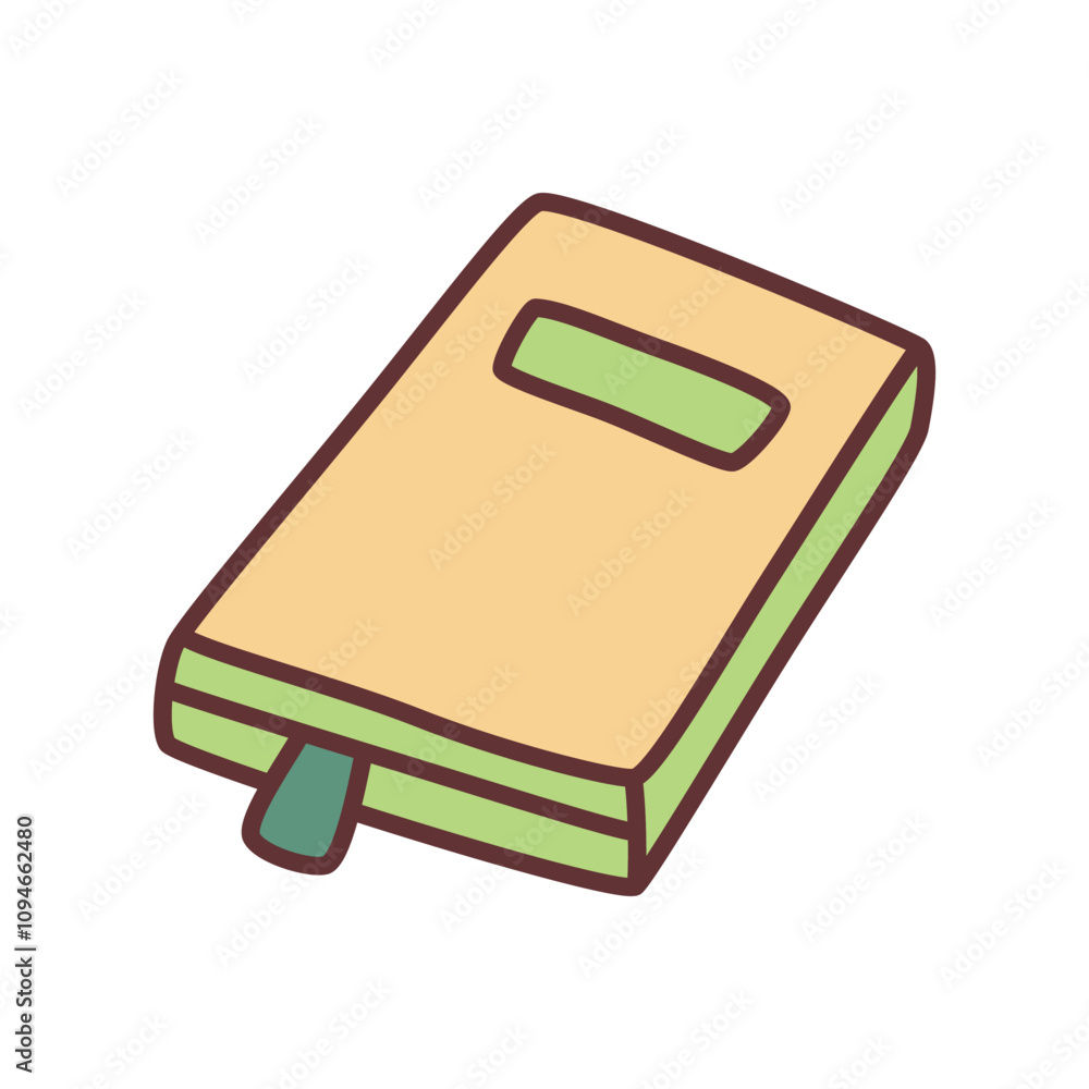 Doodle book or notebook icon with bookmark, handdrawn with thin line. Knowledge and education symbol. Vector illustration isolated on white background Doodle book or notebook icon with bookmark, handdrawn with thin line. Knowledge and education symbol. Vector illustration isolated on white background