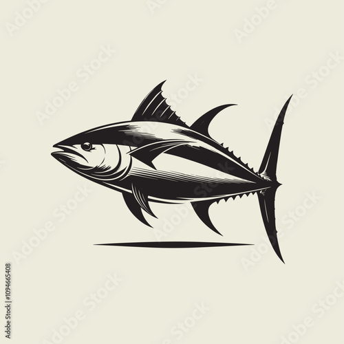 A fish head and a fish in the middle of a forest. A poster that says fish set on it.