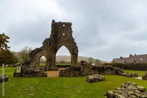 Old monastery ruin Talley Abbey in Talley, Wales, UK