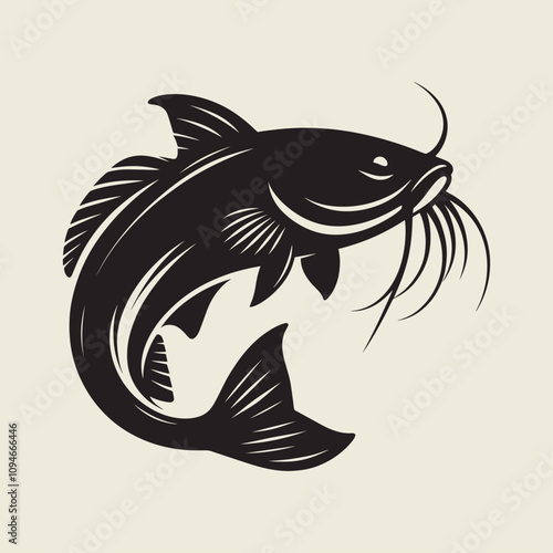 A fish head and a fish in the middle of a forest. A poster that says fish set on it.